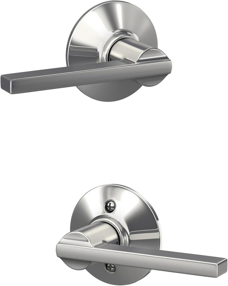 Schlage F10 LAT 625 Latitude Door Lever, Hall & Closet Passage Lock, Bright Chrome