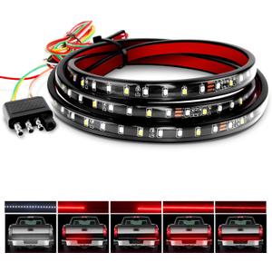 Nilight 60" Truck Tailgate Light Bar 108 LED Single Row Light Strip with Red Running Brake Lights Turn Signal White Reverse Light