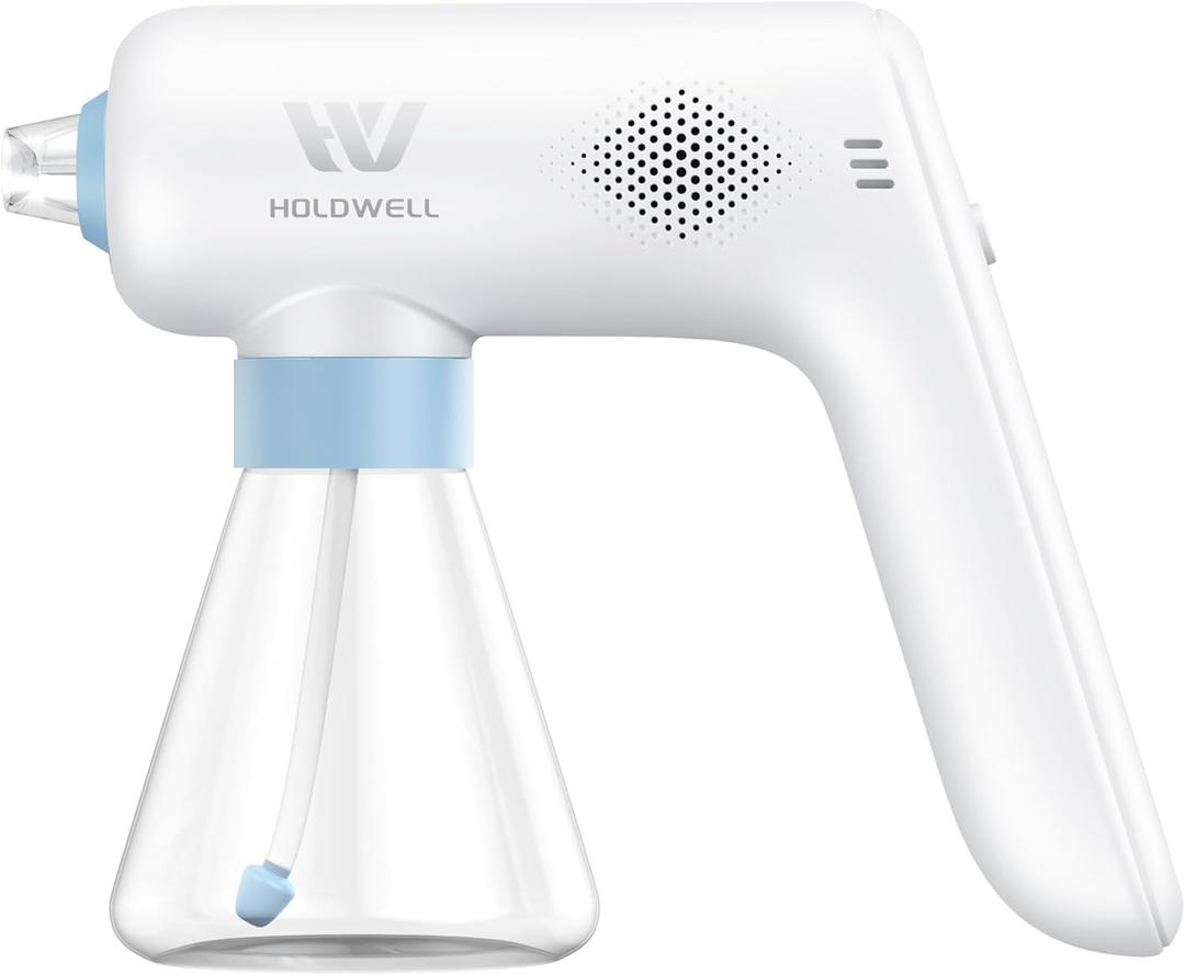 Mini Disinfection Fogger, Plastic Nozzle, Better Grip Comfort, 6.1oz Cordless Electric Sanitizer Atomizer, Blue Light Nano Spray Gun for Place Cleaning/High-Touch Item Contactless Sanitization