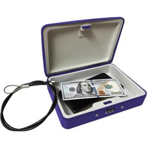 SEPOX Water/Fire-Resistant Portable Security Case Lock Box Steel, Small Personal Travel Safe Storage Cabinet, 3-Ft Cable, Ressetable Combination Lock for Dorm, Car, Sports, Office, Blue (1pcs)