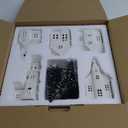 White Ceramic Christmas Village Houses, Light Up Christmas Village Sets with Timer,Porcelain Xmas Town Village Sets,Ceramic Houses and Villages for Xmas Figurines Home Decor (Set of 5 Houses )