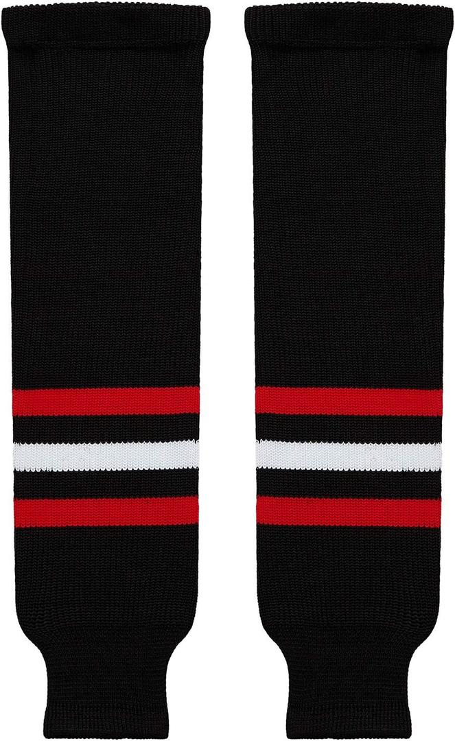 EALER HSK Series Multiple Colors Knit Hockey Socks Junior To Senior (20-22, #019black)