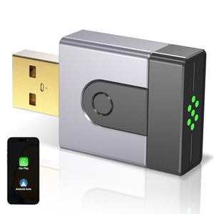 2-in-1 Mini Wireless CarPlay Adapter for Apple CarPlay & Android Auto,Upgrade Wired to Wireless, Fast Auto-Connect, Plug & Play (iOS 10+, Android 10+, 2016+ Cars)