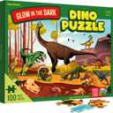 Dan&Darci Glow in The Dark 100 Piece Dinosaur Puzzle for Kids - Dinosaurs Jigsaw Puzzles Toys for Boys & Girls Ages 6-8 - Birthday Gifts for Age 6 7 8 Year Old Toddler Boy Girl Gift - Dino Toy