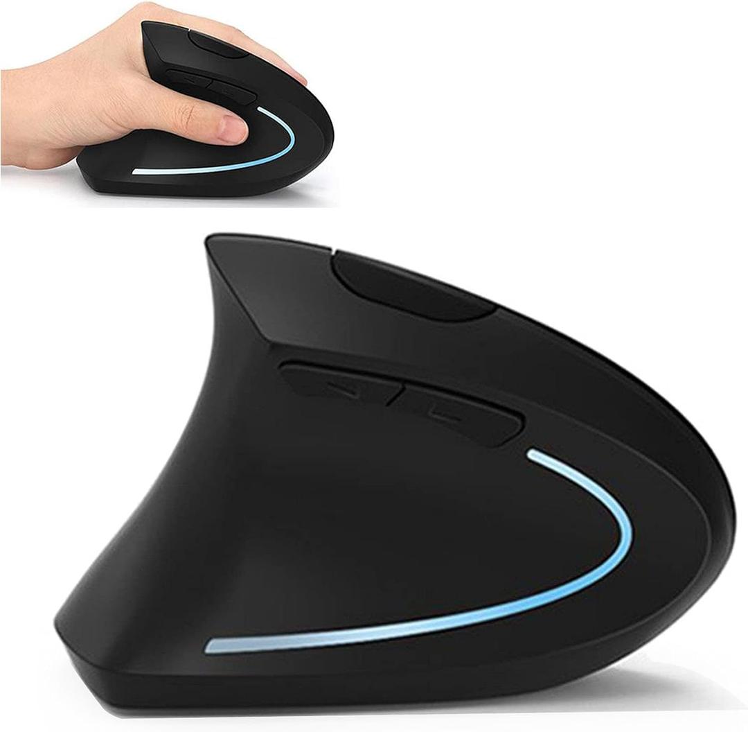 Lekvey Left Handed Mouse, Wireless 2.4 GHz USB Lefty Left Hand Ergonomic Vertical Mouse, Less Noise - Black