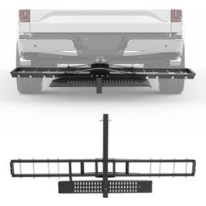ECOTRIC 500LB Hitch Mount Motorcycle Carrier Transportation Racks Hitch Mount Rack Dirt Bike Hitch Truck Heavy Duty Steel Powder Coated Black w/Loading Ramp Tilt Stability Locking Device