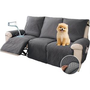 Deep Dream 100% Waterproof Recliner Covers, Non Slip Recliner Sofa Covers for 3 Seat Reclining Sofa, Split Reclining Couch Covers 3-Piece, Washable Sofa Slipcover for Kids Pets(3 Seater, Grey)