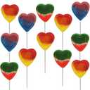 3 x Fruidles 12-Count Rainbow Double Heart Lollipops, Double Heart Shaped Flavored, Individually Wrapped 18 Gram Lollipop