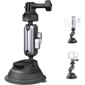 PGYTECH CapLock Suction Cup Car Mount Compatible with DJI OSMO Action 5 Pro/4/3, for Gopro Hero 13/12/11/10, for OSMO Pocket 3, for Insta360 Ace Pro 2/X4/X3/ONE RS/R, Action Camera with 1/4"-20 Thread
