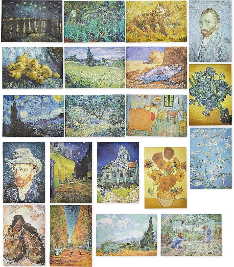 The Gifted Stationary 20 Pack Vincent Van Gogh Artist Posters for Office, Dorm, Apartment, 13x19 in - Wall Decor Aesthetic - Room Decor Poster - Wall Art Prints