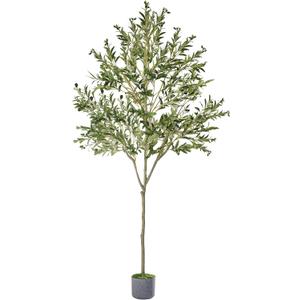 Artificial Olive Tree, 6ft Tall Faux Tree for Indoor with Realistic Olive Tree Branches and Lifelike Fruits, Fake Olive Tree for Modern Home Office Living Room Bathroom Decor Indoor