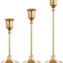 NLBTW French Gold Candlestick Holders Taper Candle Holders, Set of 3 Vintage Candle Sticks Holder Decor Used as Fireplace Mantel or Table Centerpieces for Wedding, Dinning, Party