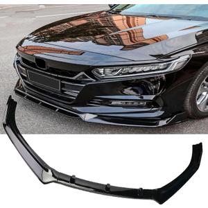 MUCO New Front Bumper Lip Compatible with Honda Accord 2018 2019 2020 2021 10th Gen 4 Door Sedan Glossy Black Front Lips