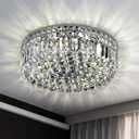 6-Lights Crystal Flush Mount Chandelier Light Fixture with K9 Crystals Modern Ceiling Lights Elegant Pendant Lamp for Bedroom,Hallway,Bar,Living Room,Dining Room,H5.9 xW20 (Bulbs Not Included) (Round Chrome 20inch)