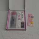 Cute School Supplies,Stationary Gift Set, Japanese Stationery Birthday GIFS, Includes Pencil Sharpener,Eraser, Correction Tape, Ruler, Mini Scissors,Utility Knife, for Office School Supplies (White)