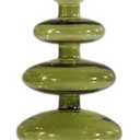 Glass Candlestick Holders Colorful Glass Taper Candle Stand Modern Elegant Candle Stick Candle Holder Glass Vase Decor for Home Party Centerpiece(Green)