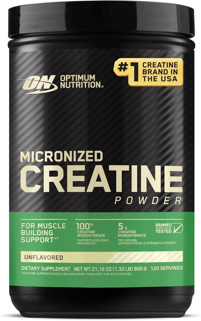 Optimum Nutrition Micronized Creatine Monohydrate Powder, Unflavored, 120 Servings, 600 Grams (Packaging May Vary) (EXP 03/09/28)