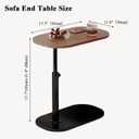 C Shaped End Table for Couch, C Table End Tables with Adjustable Height, 360° Swivel Couch Tables for Living Room,Bed Side,Coffee, Bedroom,Study and Small Spaces (Glossy Walnut), One Size