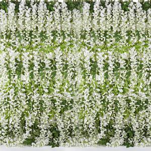 Crowye 20 Pcs 7.2ft/pcs Artificial Flowers Wisteria Garland Artificial Wisteria Vine Hanging Flower Decorations Flower Vines for Outdoor Wedding Wall Arch Party Backdrop Floral Decor (White)