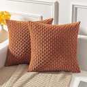 Kevin Textile 2 Packs Boho Decorative Throw Pillow Covers 20x20 Inch for Living Room Couch Bed Sofa, Rustic Modern Farmhouse Home Decor, Soft Corduroy Rust Square Cushion Case 50x50 cm