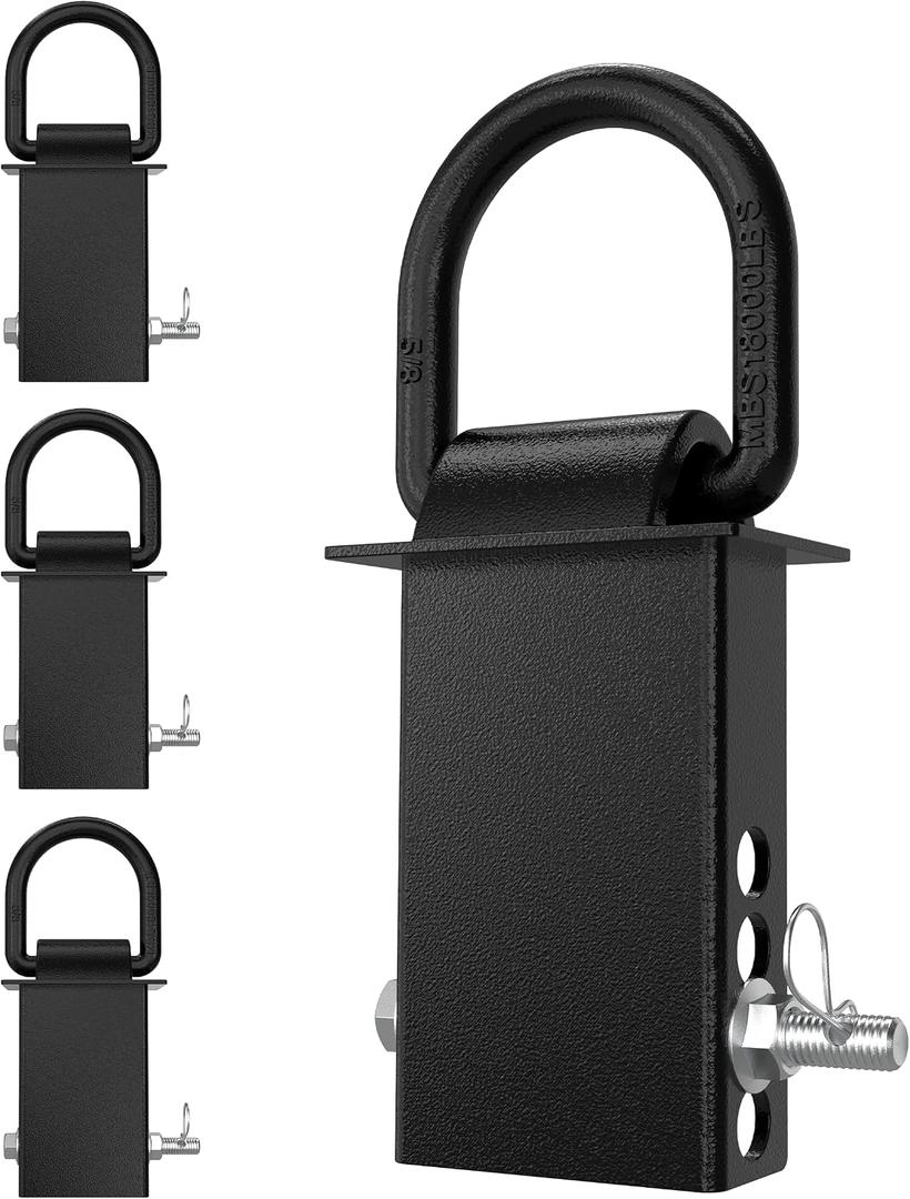 RETRUE 4PCS 20,000lbs Trailer Stake Pocket D Ring with Added Security Bolt Nut, Heavy Duty Removable Stake Pocket Tie Down for Flated Trucks and Trailers, Utility Trailer Accessories, Black
