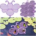 Patelai 4 Pack Floating Bee Island Watering Station 8 Inch EVA Foam Floating Bee Watering Station Butterfly Waterer for Feeding, Bath, Outdoor Garden Decor (Purple)