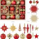 SHareconn 80pcs Christmas Balls Ornaments Set, Contemporary Light Luxury Gift Set, Shatterproof Plastic Decor for Xmas Tree Holiday Wedding Party Decorations with Hanging Strings,Red and Gold