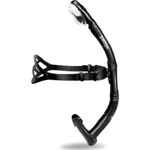 Seago Swim Snorkel for Lap Swimming, Dry Top Front Swimmer Snorkel for Adult Youth, Snorkel Gear Swimming Training Equipment in Pool and Open Water with Comfy Head Pads Food-Grade Silicone Mouthpiece (Black)