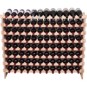 Wooden Stackable Storage Modular Wine Rack cabinet-96bottle Freestanding for Floor Wine Rack, 46 inches x 11.6 inches x 38 inches