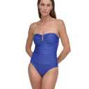 DKNY U-Wire Bandeau One-Piece Swimsuit with Tummy Control, Mediterranean, L