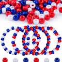 1000+ Pcs 4th of July Pony Beads, Red White and Blue Colors, Kandi Beads for Bracelet Making, Hair Braids, Necklaces, Key Chains, Jewelry, and DIY Crafts, Party
