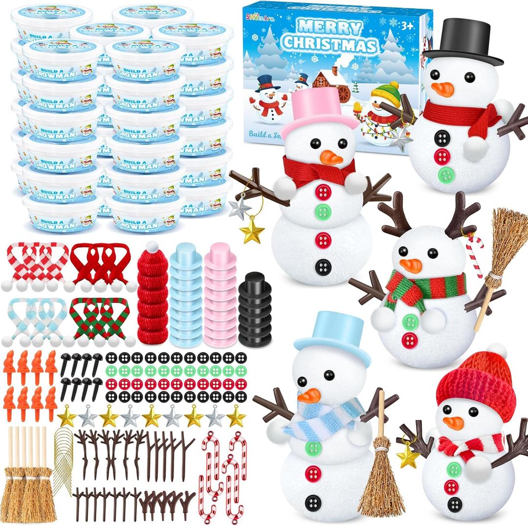 Shemira DIY Snowman Kit, Christmas Crafts for Kids, Modeling Air Dry Clay Craft Kits for Kids, DIY Christmas Ornaments Kits,Party Favors Stocking Stuffers (12)