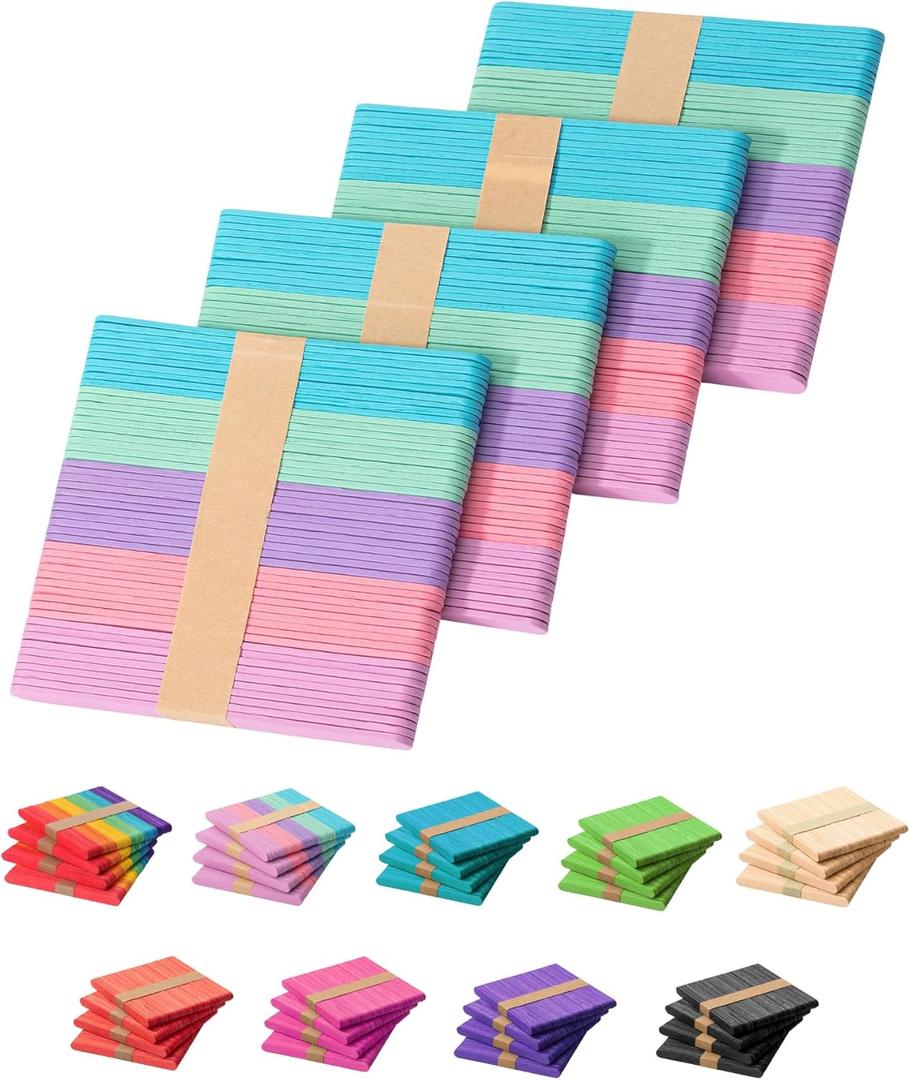 Mr. Pen- Colored Popsicle Sticks, Wooden Colored Popsicle Sticks for Crafts, 200 Pack, 4.5 Inch (Pastel)