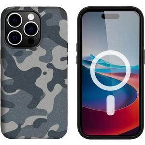 Case for iPhone 16 Pro,Hybrid 2-Layer Hard Shell Camouflage Camo Phone Case for Girl Women Boy Men,Scratch-Resistant Shockproof Case for iPhone 16 Pro