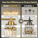 Torondo Modern Crystal Bathroom Vanity Light 4-Lights Brushed Gold Bathroom Light Fixtures Over Mirror Brushed Gold Vanity Lighting Fixtures Square Shade Brass Wall Sconce (Bulbs Not Include), Brushed Gold-Square Shade, 4-Light