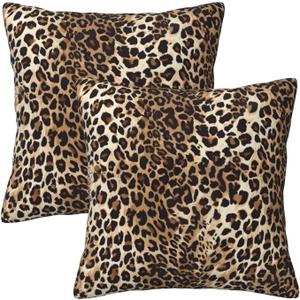 Yobvec Cheetah Print Pillow Covers Home Decor 18x18 Inch, Leopard Print Throw Pillowcase Decorative Cushion Cover for Bed Sofa Couch, 2 Sets