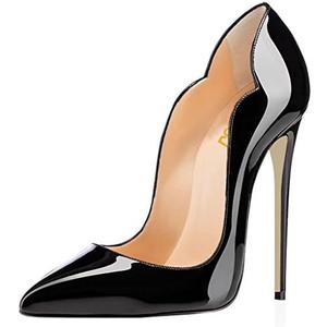 FSJ Women Classic Pointed Toe High Heels Sexy Stiletto Pumps Office Lady Casual Dress Party Prom Shoes, Size 9.5 US, Black