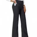 Womens High Waist Dress Work Pants Casual Business Stretchy Office Trousers with Pockets (Medium, Black)