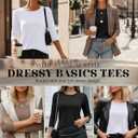 Ficerd 3 Pack 3/4 Sleeve Tops for Women Round Neck Dressy Basics Tees Casual Trendy Loose Fit T Shirts (Brown, L)