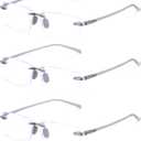 TERAISE Rimless Reading Glasses Comfortable Lightweight Frameless Reader Men Women Blue Light Blocking Computer Eyeglasses (Grey)