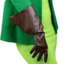 DooWay Unisex Wide PUFF GLOVES Size L, Faux PU Leather 38cm 15-inch Long Large Loose Fit for Costume Cosplay Fashion Stage (Dark Brown)