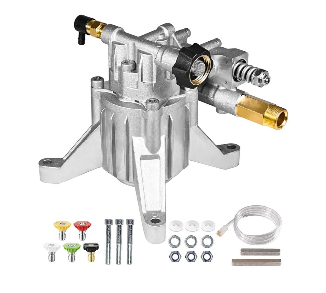 YAMATIC 7/8" Shaft Vertical Pressure Washer Pump 3000 PSI @ 2.5 GPM Replacement Pump for Power Washer, Compatible with GCV160, GCV190, Homelite, Troybilt, Ryobi, Rear Facing Inlet/Outlet