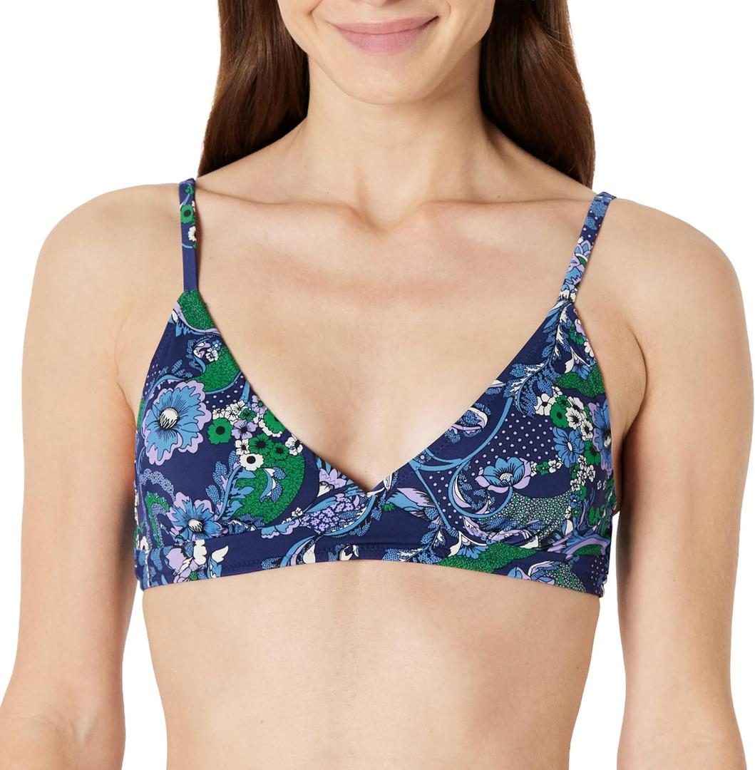 Amazon Essentials Womens Light-Support Classic Bikini Swimsuit Top (XX-Large, Deep Blue Paisley)