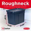 Rubbermaid Roughneck Tote 18 Gal, 6 Pack, Made in USA, Dark Indigo Metallic, Rugged Plastic Stackable Storage Bins with Lids and Handles