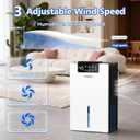 KeepGlad Dehumidifier, 98OZ Dehumidifiers for Home(1000sq.ft), Humidity Display Dehumidifier for Basement Bathroom Bedroom, Auto Shut Off, Washable Filter, Drain Hose, Timer, 7 Ambient Lights, White