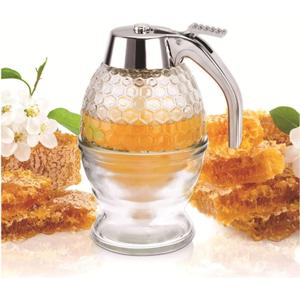 Honey Dispenser,Honey Dispenser No Drip,ABS Honey Pot with Stand, Maple Syrup Honey Container, No Drip Syrup and Sugar Jar Pot with High Capacity Pourer Dispenser