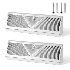2 Pcs Baseboard Register Vent 18 Inch Duct Opening Size Baseboard Vent Covers Diffuser Adjustable Corner Return Air Grille for Home Floor Wall Air Flow Control (2, White, 18 Inch)