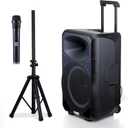 Altec Lansing Portable Speaker SOUNDROVER PRO 650, 650W Peak Power, Bi-Amplified, LED Lighting, Wireless Mic Included, Aux Input, Wall Powered Perfect for Parties, DJ and Karaoke