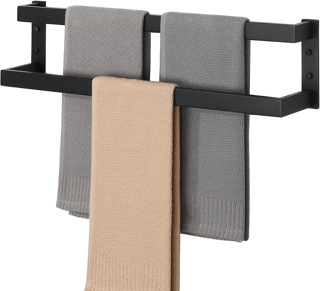 Alise Double Towel Bar, 24" Towel Racks for Bathroom Wall Mounted SUS304 Stainless Steel, Heavy Duty Bathroom Towel Holder, Quick Drying Towel Hanger, Matte Black