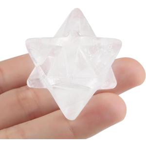 QINJIEJIE Clear Quartz Crystals Merkaba Healing Stones Sacred Meditation Energy Generator 1" Reiki 3D Star Dodecahedron Crystal Grid Home Decor Protection Cleansing Spiritual Healing Crystals Gifts